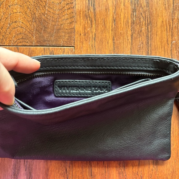 Vivienne Tam Geisha Sequin Black Leather Wristlet - Picture 6 of 7